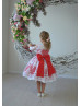 Red Flower Girl Dress Holiday Dress